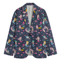 Mermaid Cartoon Pattern Print Men's Cotton Blazer