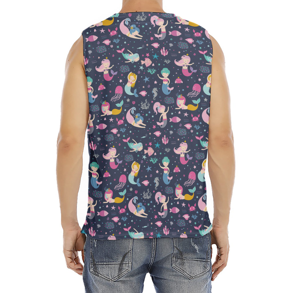 Mermaid Cartoon Pattern Print Men's Fitness Tank Top