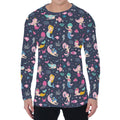 Mermaid Cartoon Pattern Print Men's Long Sleeve T-Shirt