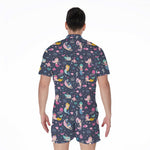 Mermaid Cartoon Pattern Print Men's Rompers