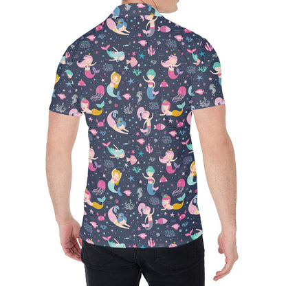 Mermaid Cartoon Pattern Print Men's Shirt