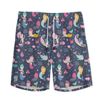 Mermaid Cartoon Pattern Print Men's Sports Shorts
