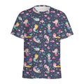 Mermaid Cartoon Pattern Print Men's Athletic T-Shirt
