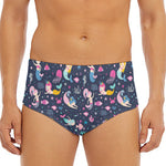 Mermaid Cartoon Pattern Print Men's Triangle Swim Briefs