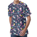 Mermaid Cartoon Pattern Print Men's Velvet T-Shirt