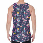 Mermaid Cartoon Pattern Print Men's Velvet Tank Top