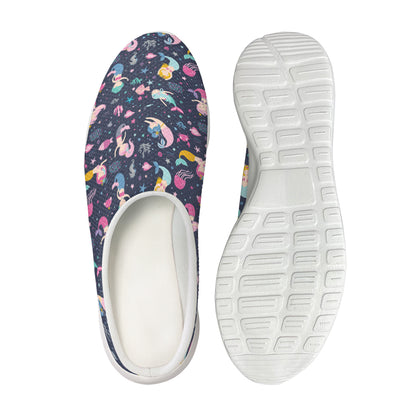 Mermaid Cartoon Pattern Print Mesh Casual Shoes