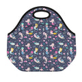 Mermaid Cartoon Pattern Print Neoprene Lunch Bag