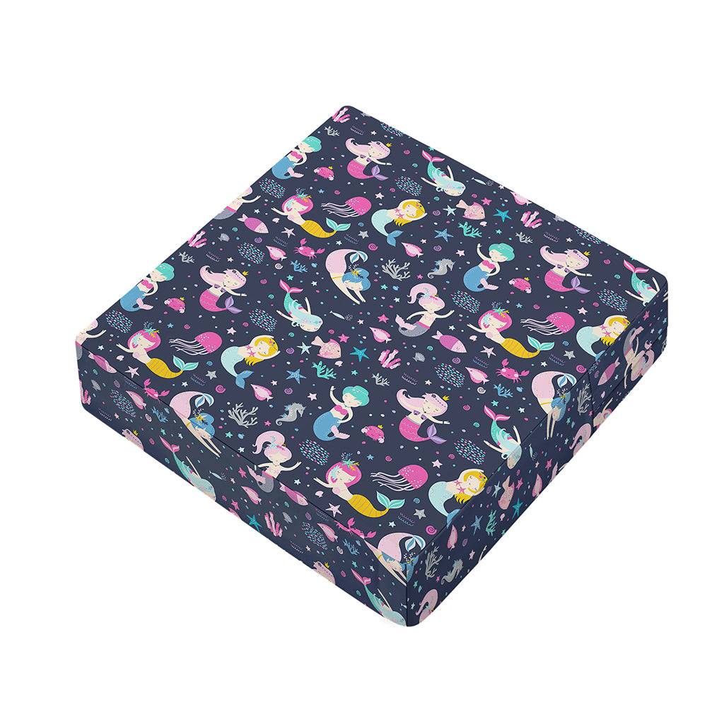 Mermaid Cartoon Pattern Print Outdoor Seat Cushion Cover