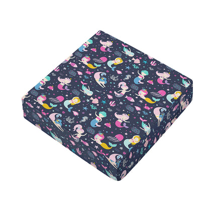 Mermaid Cartoon Pattern Print Outdoor Seat Cushion Cover