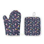 Mermaid Cartoon Pattern Print Oven Mitt And Pot Holder Set