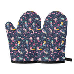 Mermaid Cartoon Pattern Print Oven Mitts