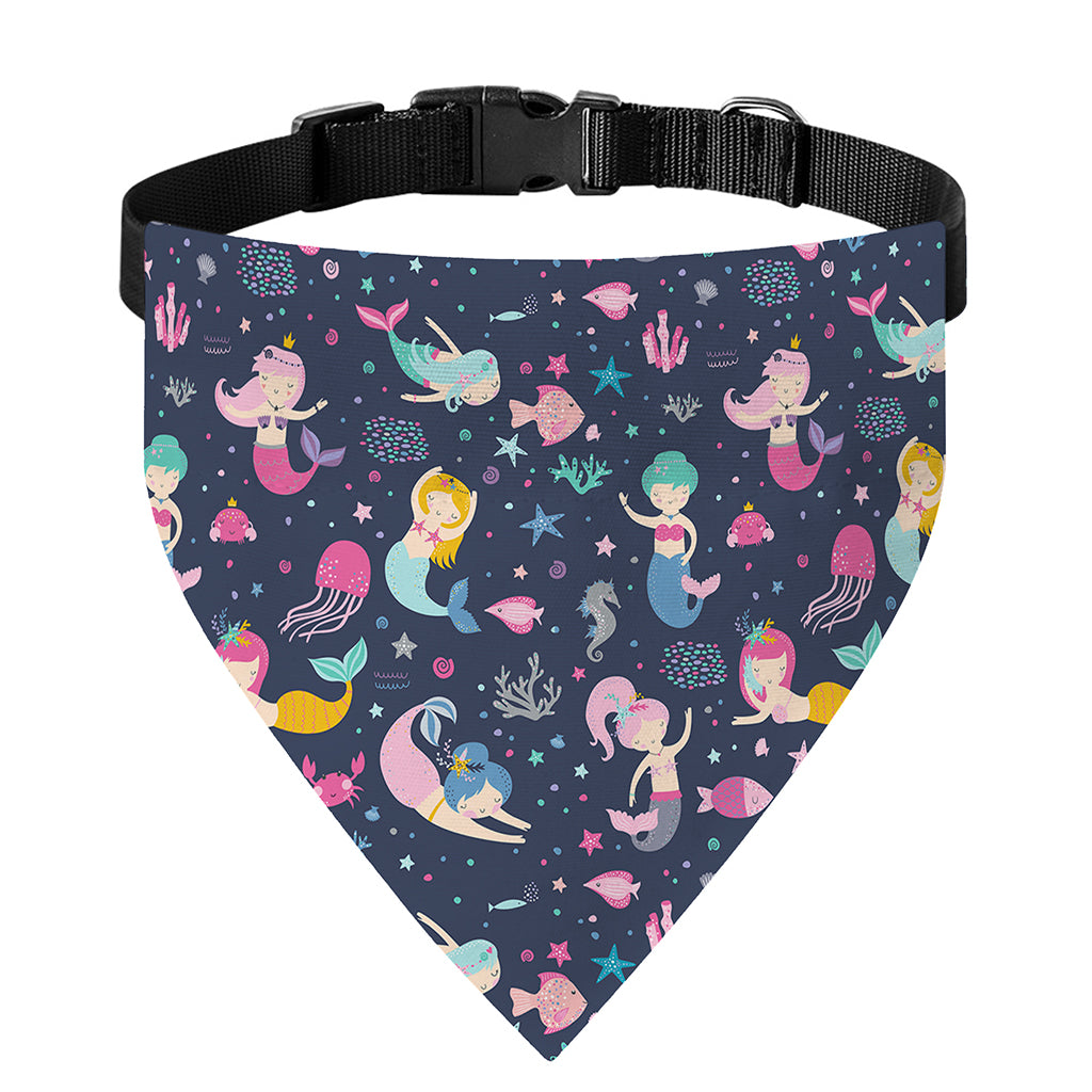 Mermaid Cartoon Pattern Print Over The Collar Dog Bandana