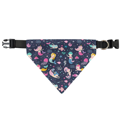 Mermaid Cartoon Pattern Print Over The Collar Dog Bandana