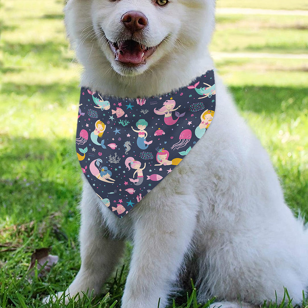 Mermaid Cartoon Pattern Print Over The Collar Dog Bandana