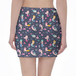 Mermaid Cartoon Pattern Print Pencil Mini Skirt