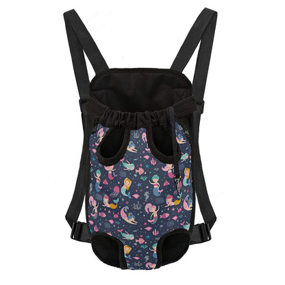 Mermaid Cartoon Pattern Print Pet Carrier Backpack