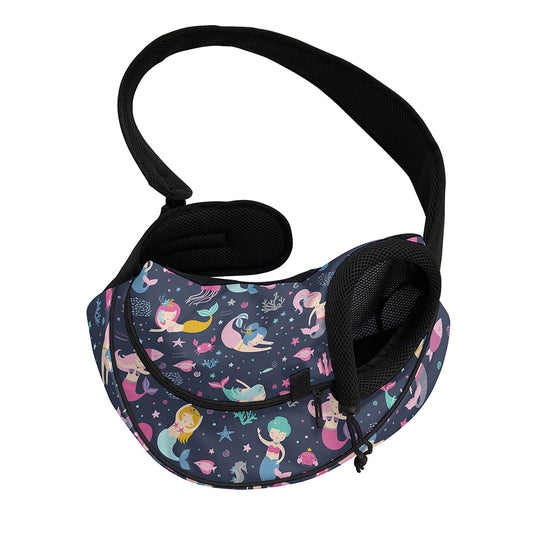 Mermaid Cartoon Pattern Print Pet Sling Carrier