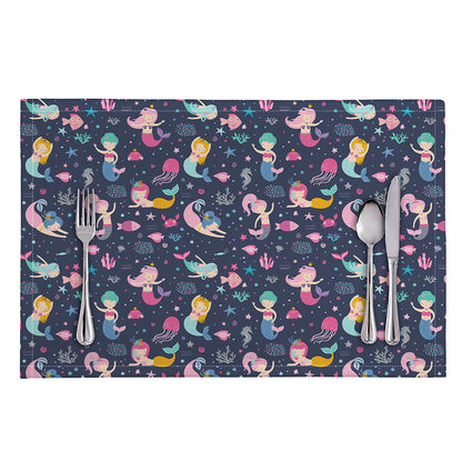 Mermaid Cartoon Pattern Print Placemat