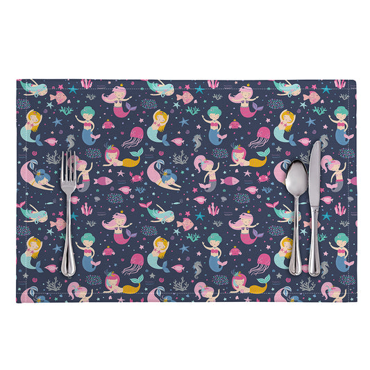 Mermaid Cartoon Pattern Print Placemat