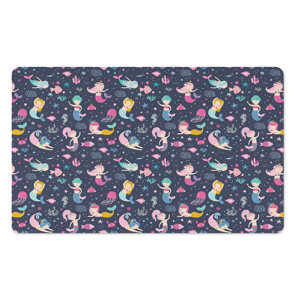 Mermaid Cartoon Pattern Print Polyester Doormat