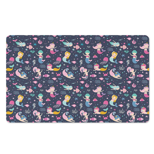 Mermaid Cartoon Pattern Print Polyester Doormat