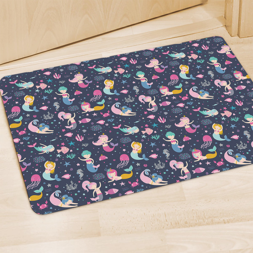 Mermaid Cartoon Pattern Print Polyester Doormat
