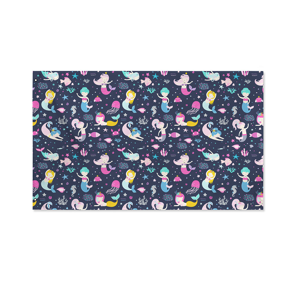 Mermaid Cartoon Pattern Print Polyester Flag