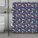Mermaid Cartoon Pattern Print Polyester Shower Curtain