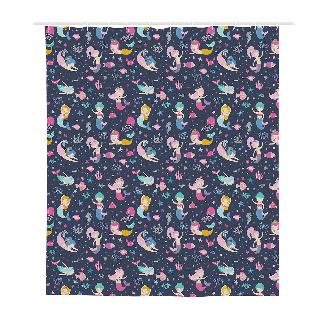 Mermaid Cartoon Pattern Print Polyester Shower Curtain