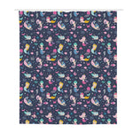 Mermaid Cartoon Pattern Print Polyester Shower Curtain