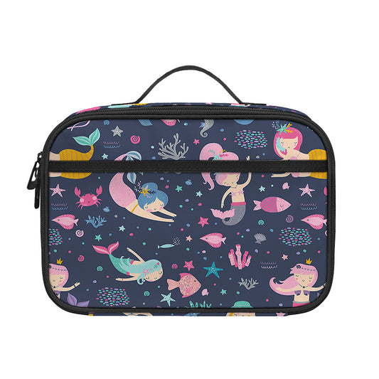 Mermaid Cartoon Pattern Print Portable Lunch Bag