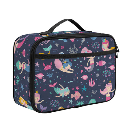Mermaid Cartoon Pattern Print Portable Lunch Bag