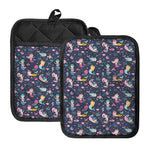 Mermaid Cartoon Pattern Print Pot Holders With Pocket