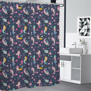 Mermaid Cartoon Pattern Print Premium Shower Curtain