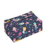 Mermaid Cartoon Pattern Print Rectangle Tissue Box Cover