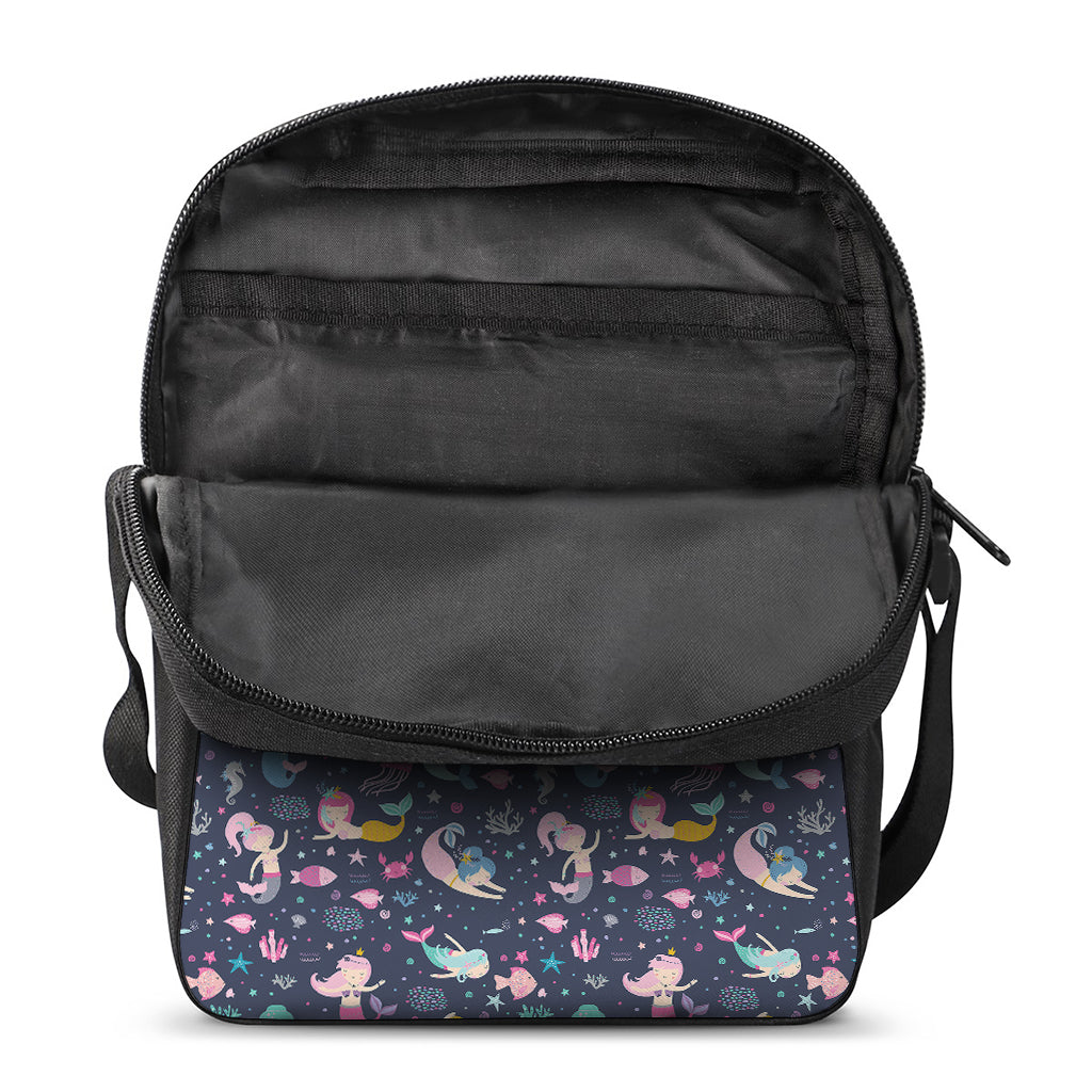 Mermaid Cartoon Pattern Print Rectangular Crossbody Bag