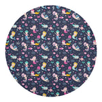 Mermaid Cartoon Pattern Print Round Blanket