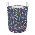 Mermaid Cartoon Pattern Print Round Laundry Basket