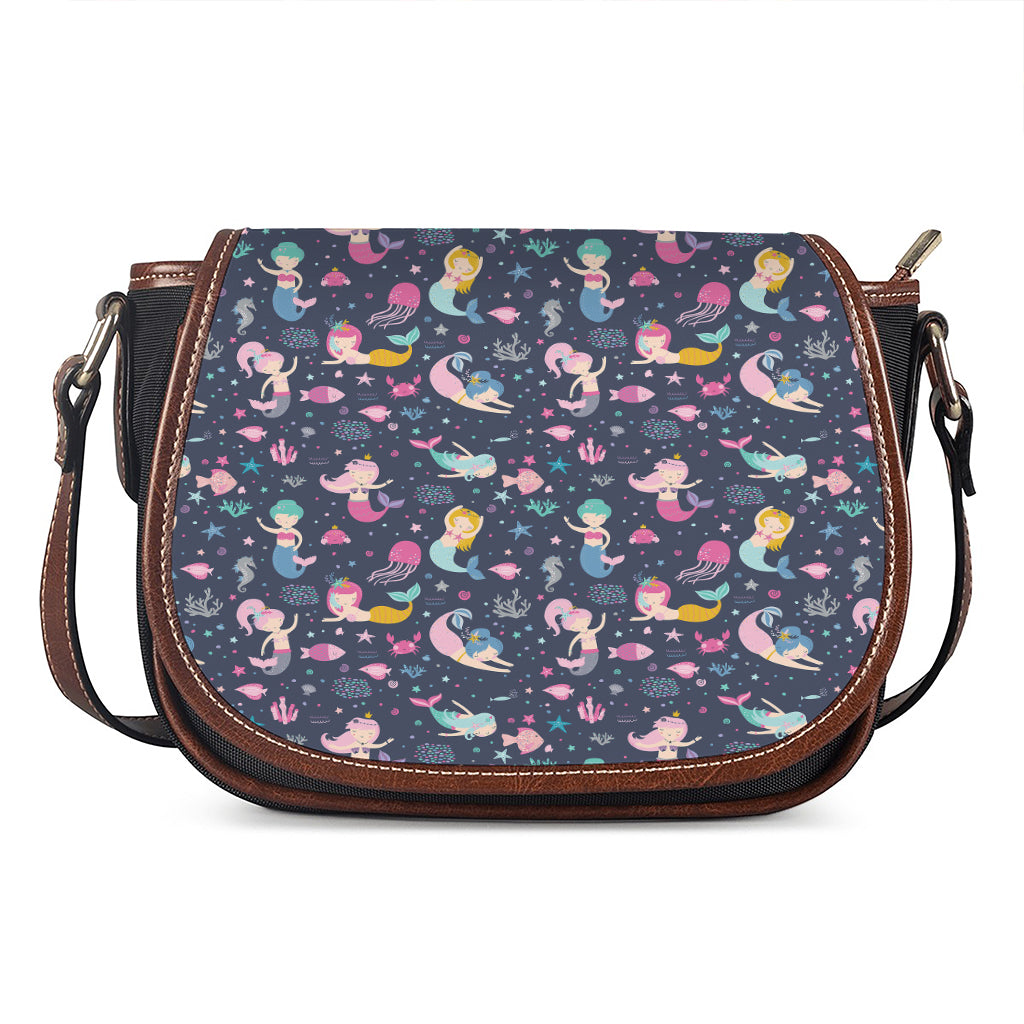 Mermaid Cartoon Pattern Print Saddle Bag