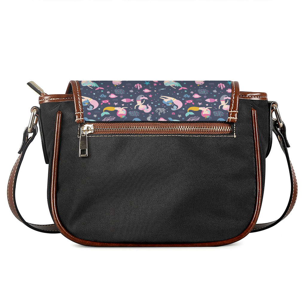 Mermaid Cartoon Pattern Print Saddle Bag