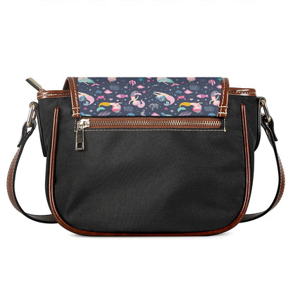Mermaid Cartoon Pattern Print Saddle Bag