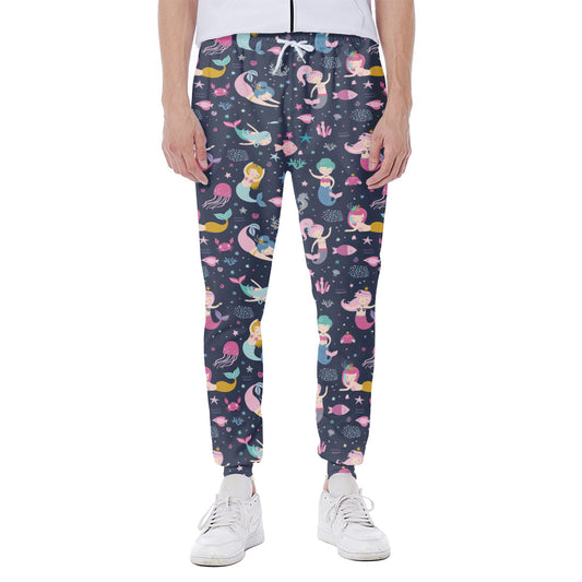 Mermaid Cartoon Pattern Print Scuba Joggers