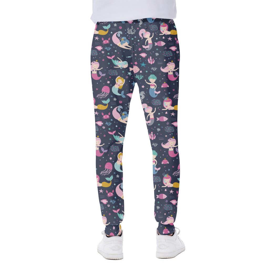 Mermaid Cartoon Pattern Print Scuba Joggers