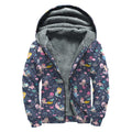 Mermaid Cartoon Pattern Print Sherpa Lined Zip Up Hoodie