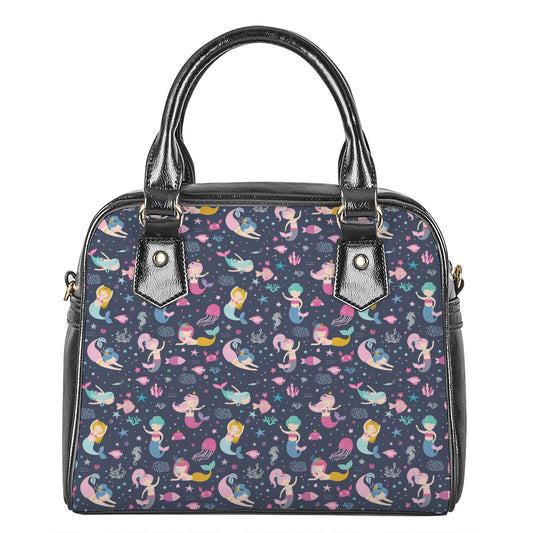 Mermaid Cartoon Pattern Print Shoulder Handbag