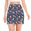 Mermaid Cartoon Pattern Print Side Slit Mini Skirt