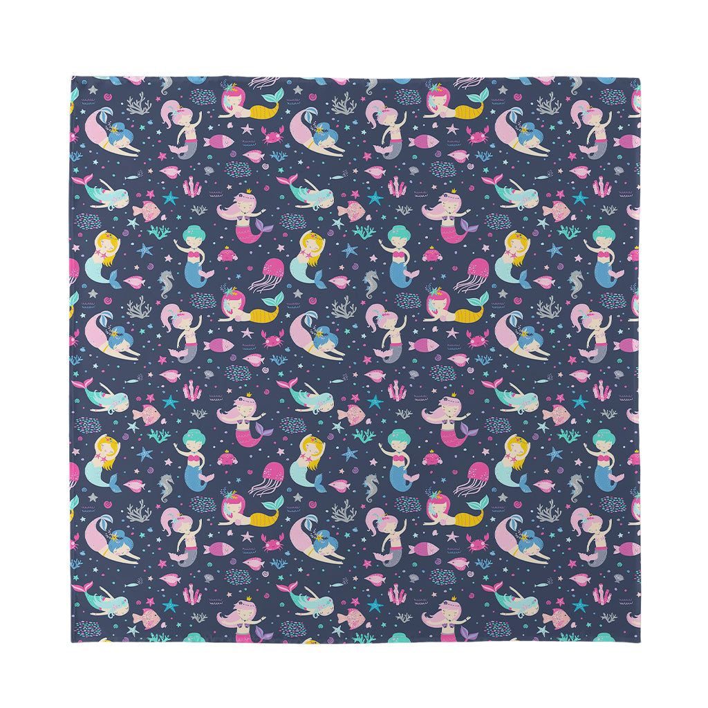 Mermaid Cartoon Pattern Print Silk Bandana