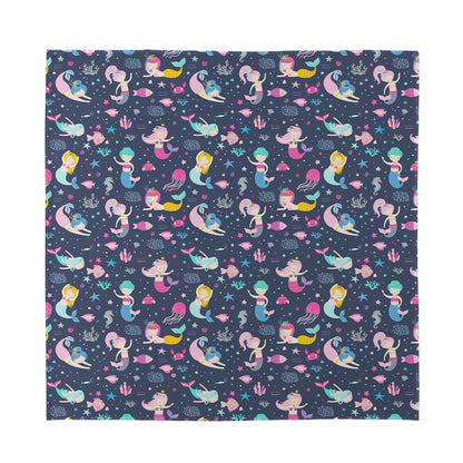 Mermaid Cartoon Pattern Print Silk Bandana