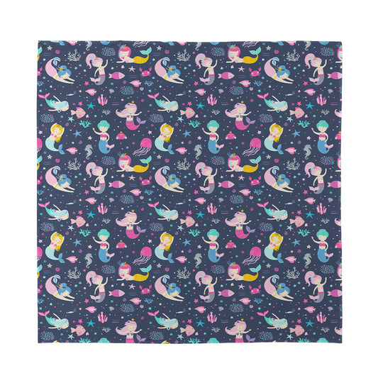 Mermaid Cartoon Pattern Print Silk Bandana